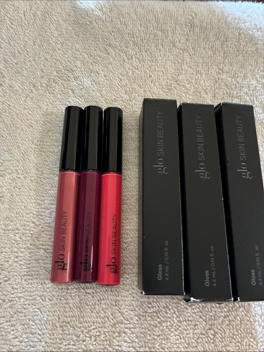 Glo Skin Beauty Trio Lip Glosses - Rose, Plum, Coral